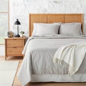 Hearth & Hand F/Q Jet Gray Linen Blend Duvet Cover Set